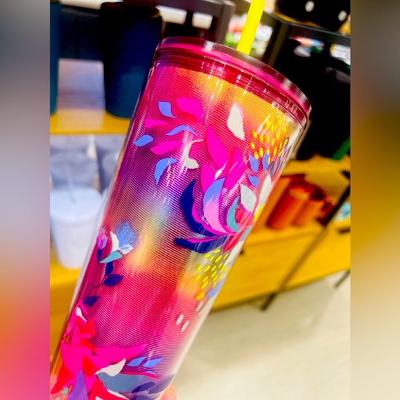 Starbucks Ombre Floral Cold Tumbler Rainbow Iridescent Venti Cup 24oz NWT 2024 - Picture 8 of 12